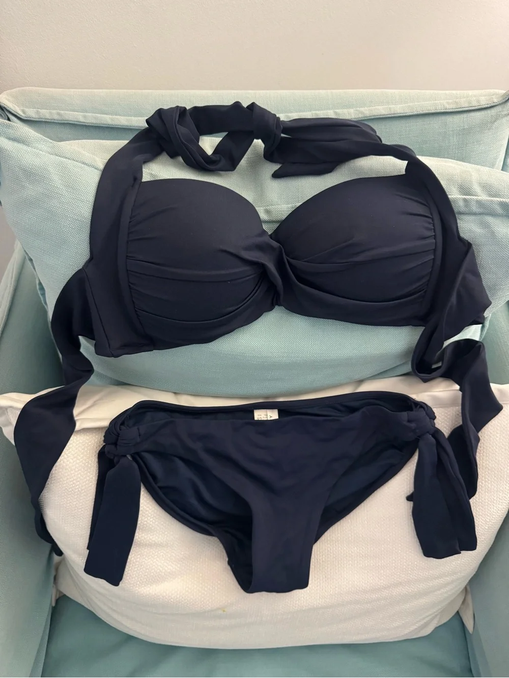 Seafolly Navy Twist Bandeau Bikini with Tie Details